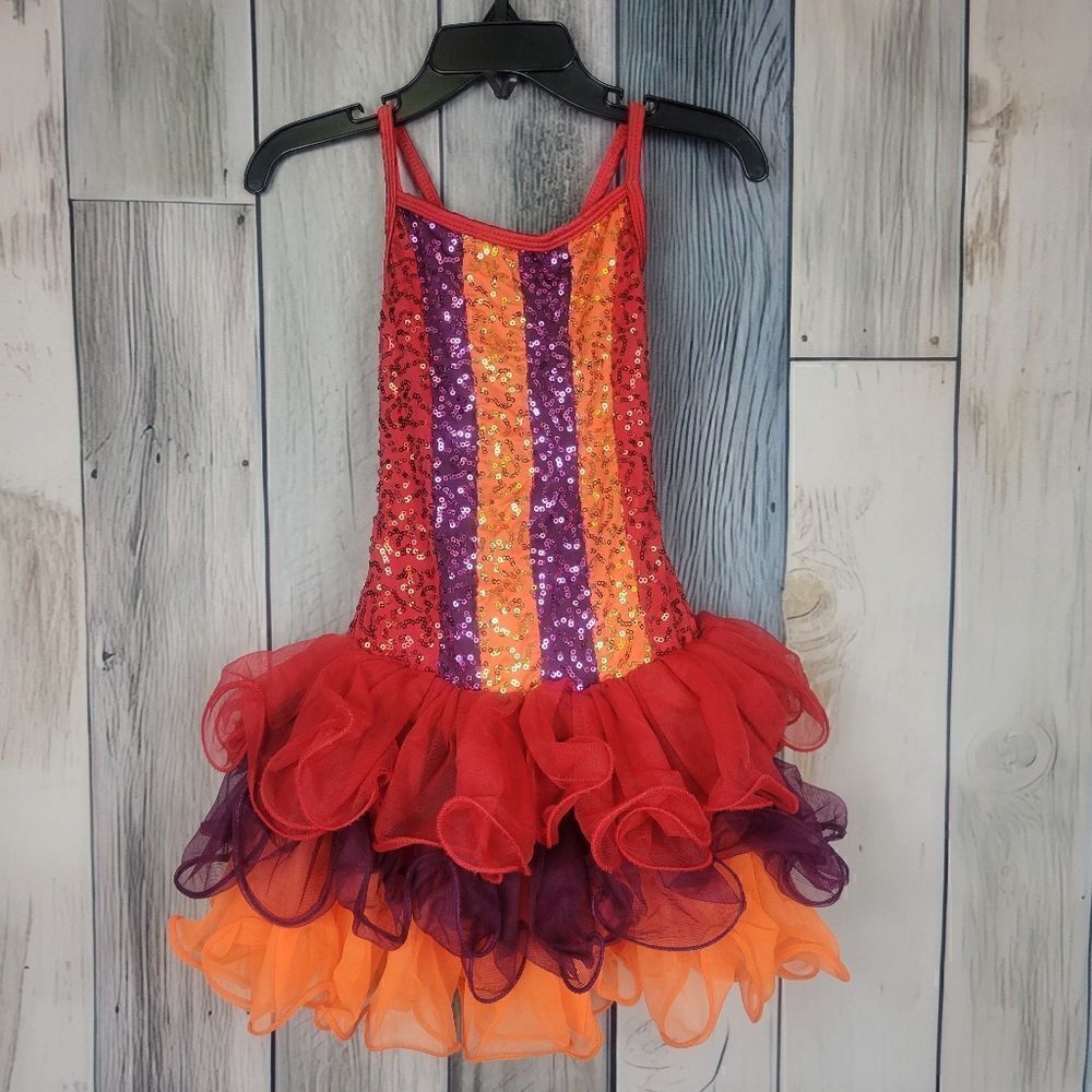 Weissman Orange Purple Sequin Dance Tutu size SC